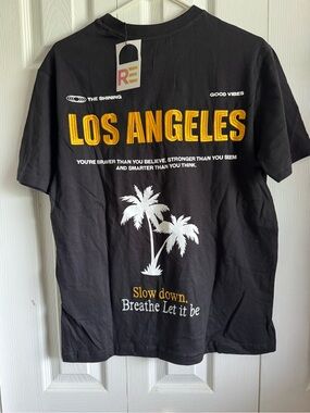 LOS ANGELES Graphic Tee - Black with Yellow Print